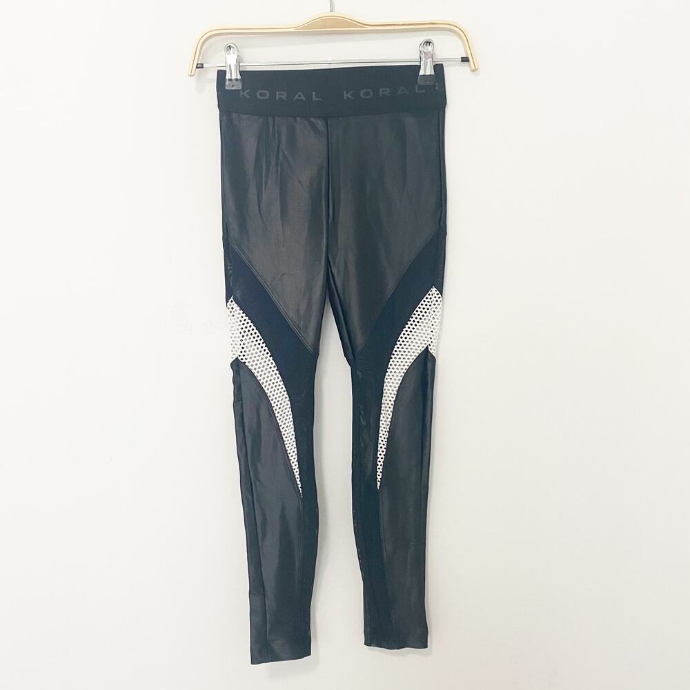 Koral Emblem Infinity Black Shimmer Leggings Size Small